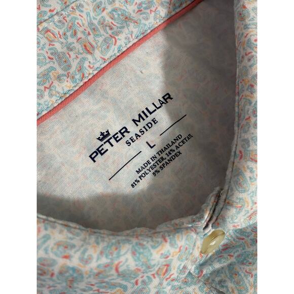 Peter Millar Polo Mens L Seaside Golf Performance Cocktail Logo - Picture 6 of 8